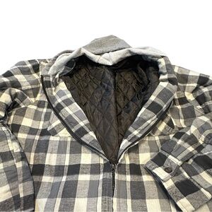 Men’s Faded Glory Button up flannel hoodie with‎ quilted lining size large